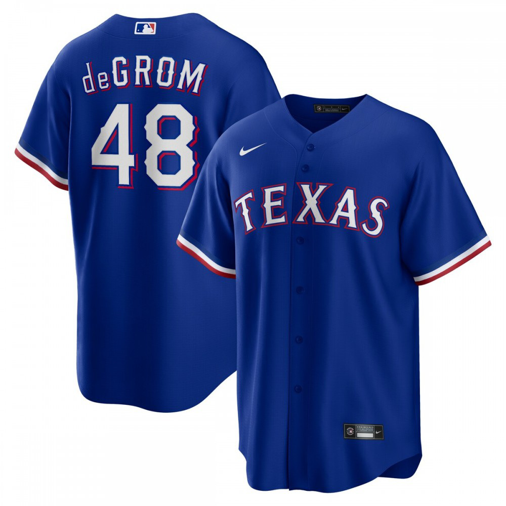 Jacob deGrom Texas Rangers Away Replica Player Jersey - Royal-Pro Kit Vault | Brand New 26/27 Sports Jerseys